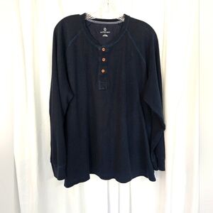 Lands' End Men's Dark Blue Long Sleeve Textured Henley Size L 42-44